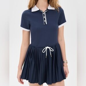 NWOT Varley Paloma Court Tennis Dress 30 in Blue Nights / White